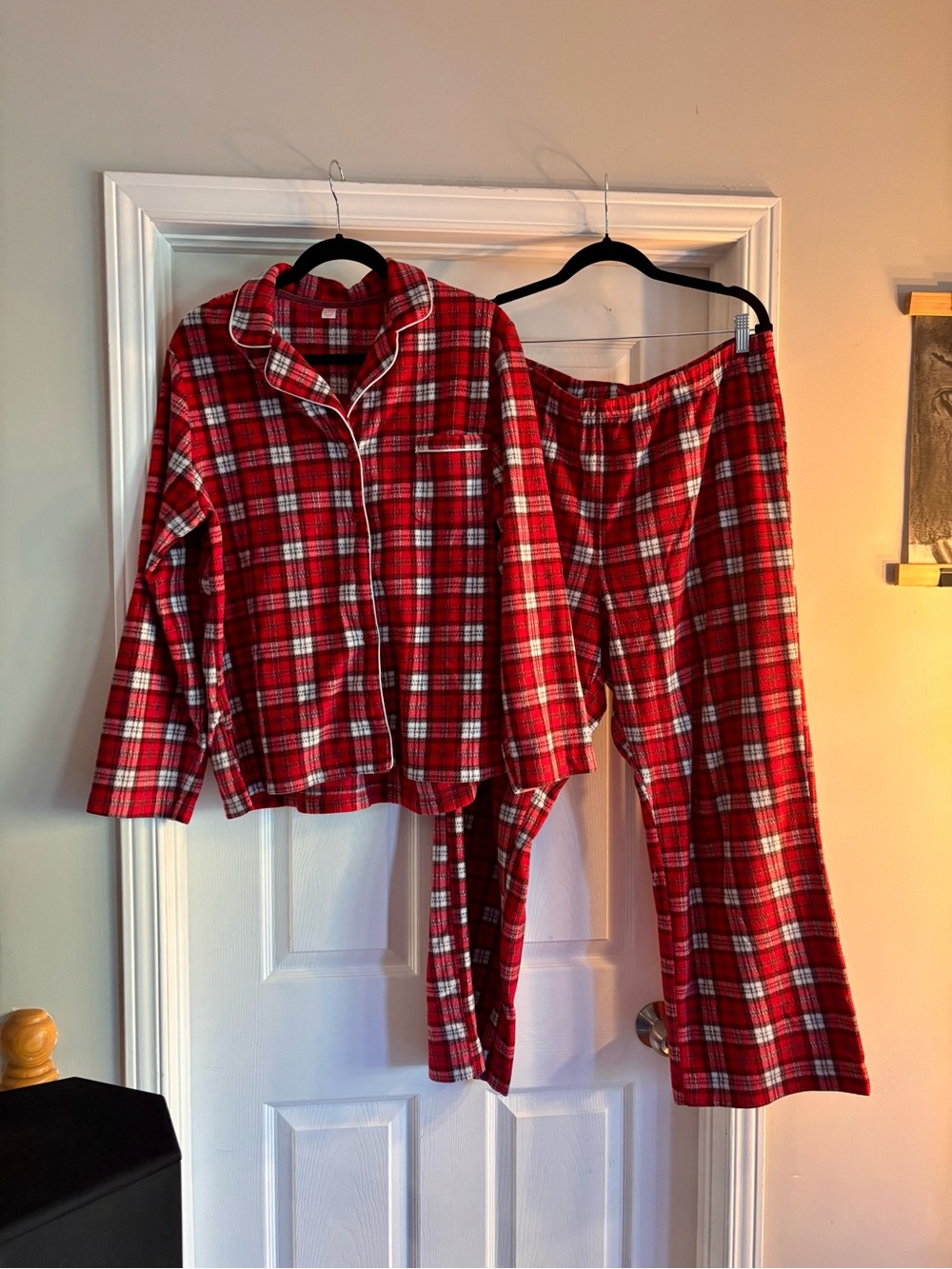 Joe Fresh Red Plaid Pajama Set with White Piping